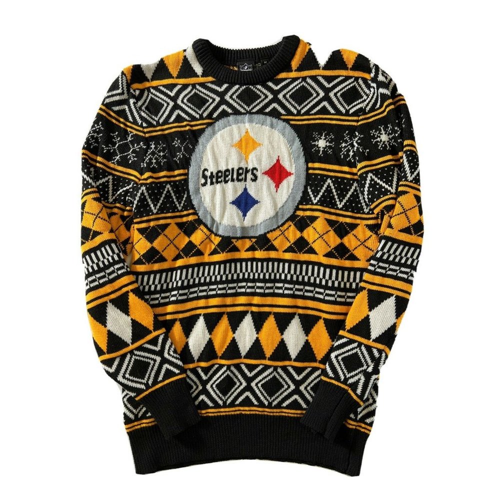 Pittsburgh Steelers Christmas Xmas Men M Pullover Sweater NFL Steel Curtain